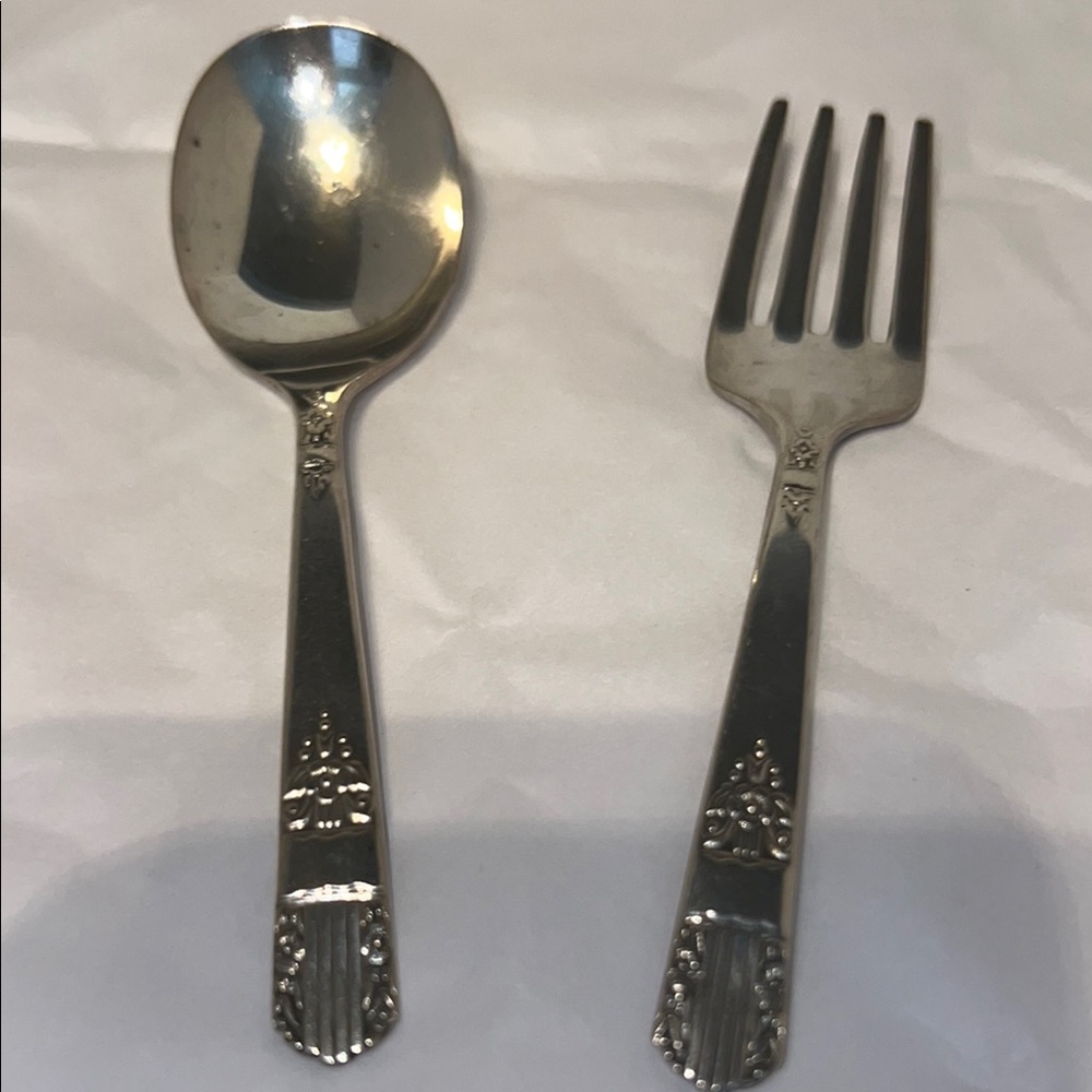 Baby Elegant Silver Spoon and Fork Set
